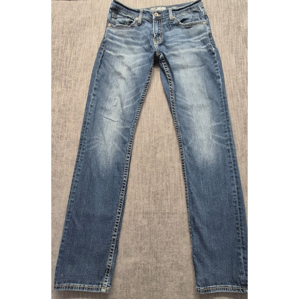 BKE Carter straight leg women denim blue jeans sz 31L Cotton stretch medium wash - Picture 2 of 15